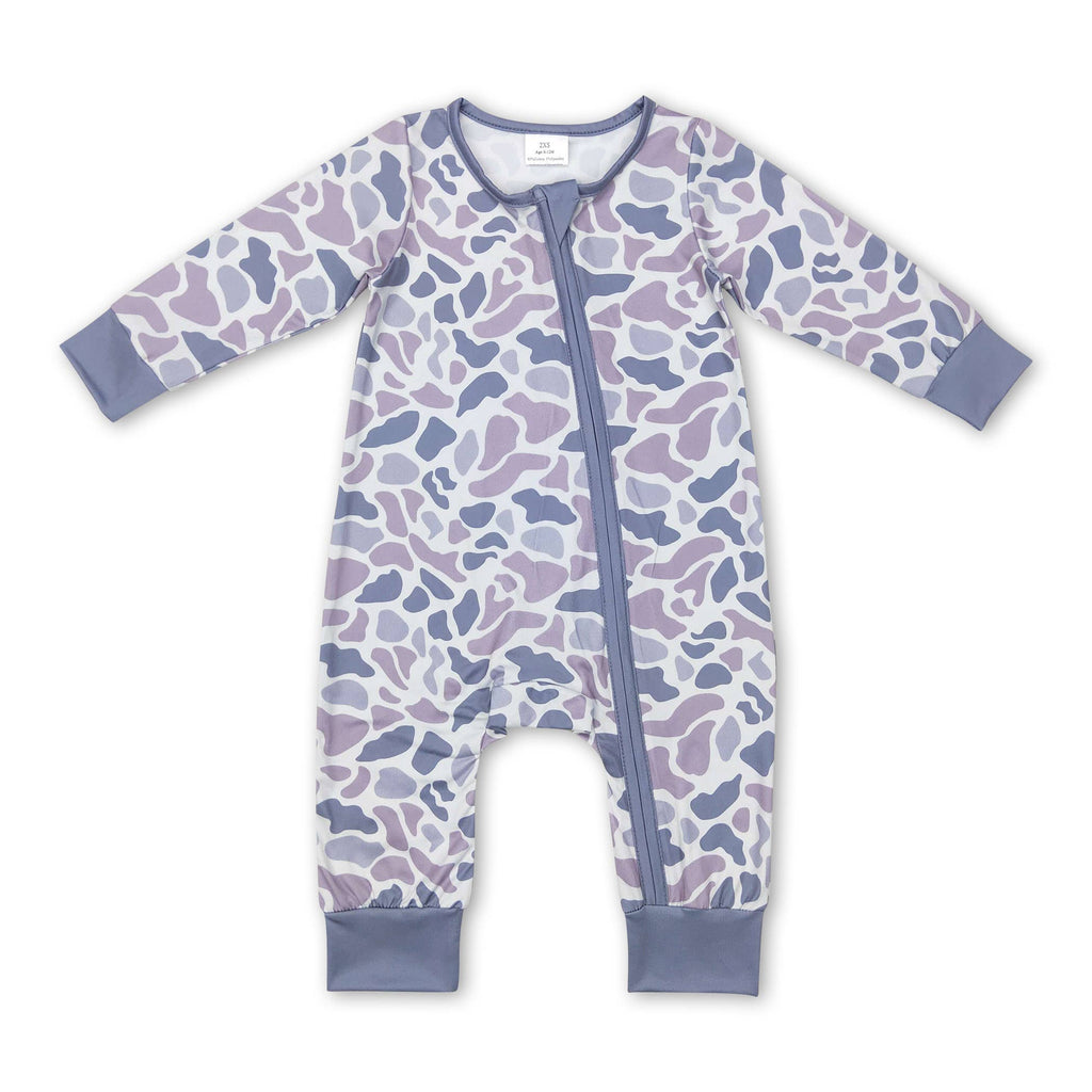 Gray Camo - Zipper Romper