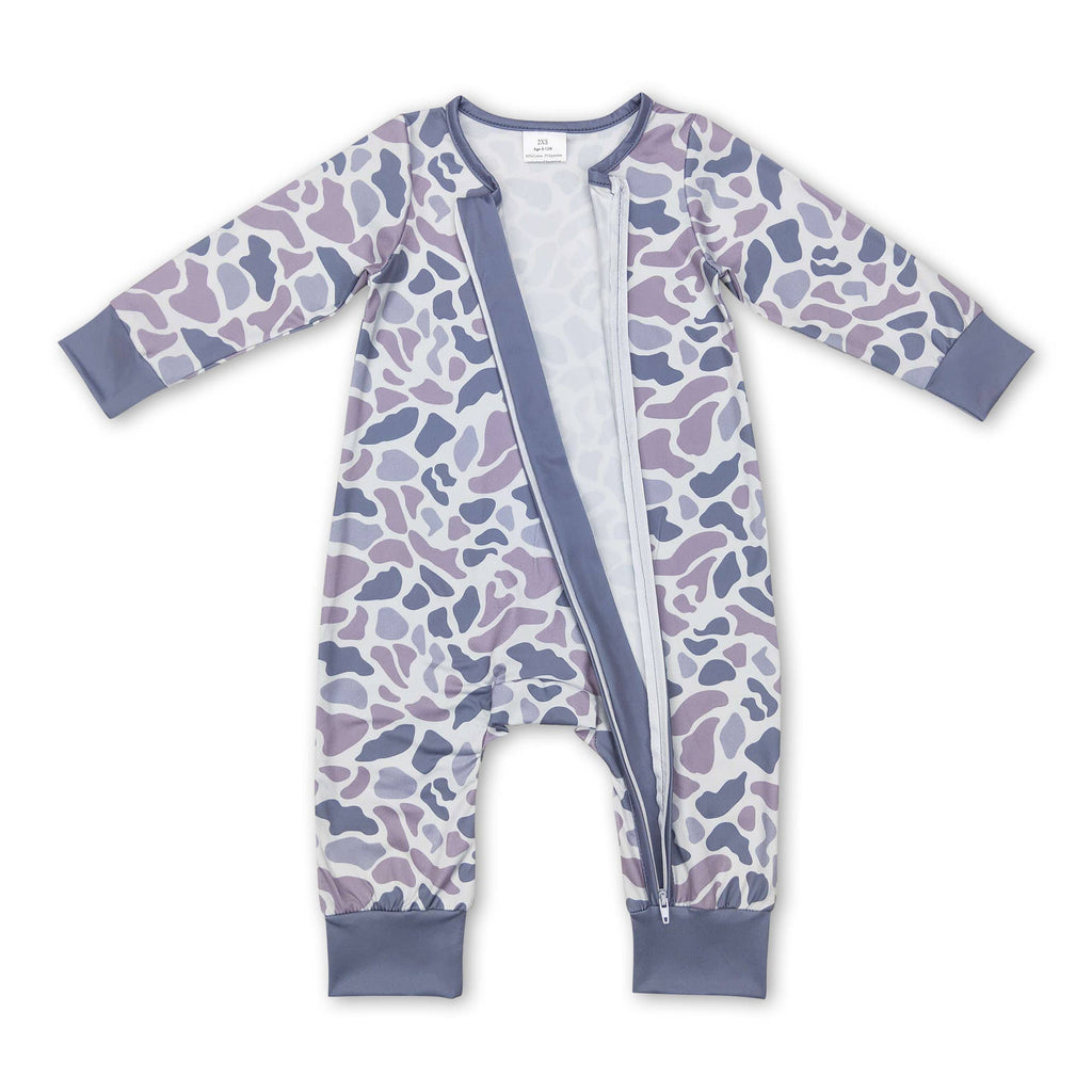 Gray Camo - Zipper Romper