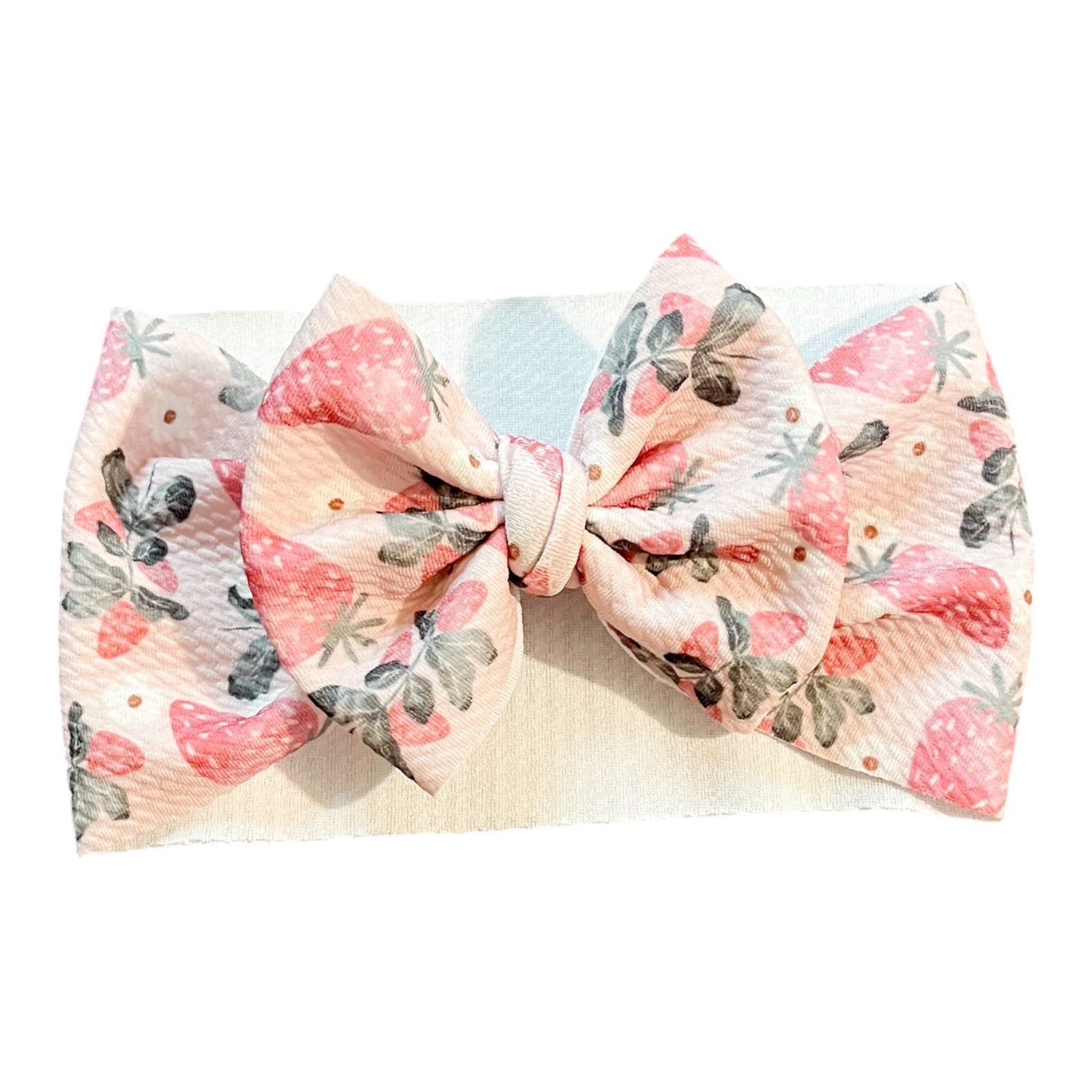 Faded Strawberry Floral Baby Bow
