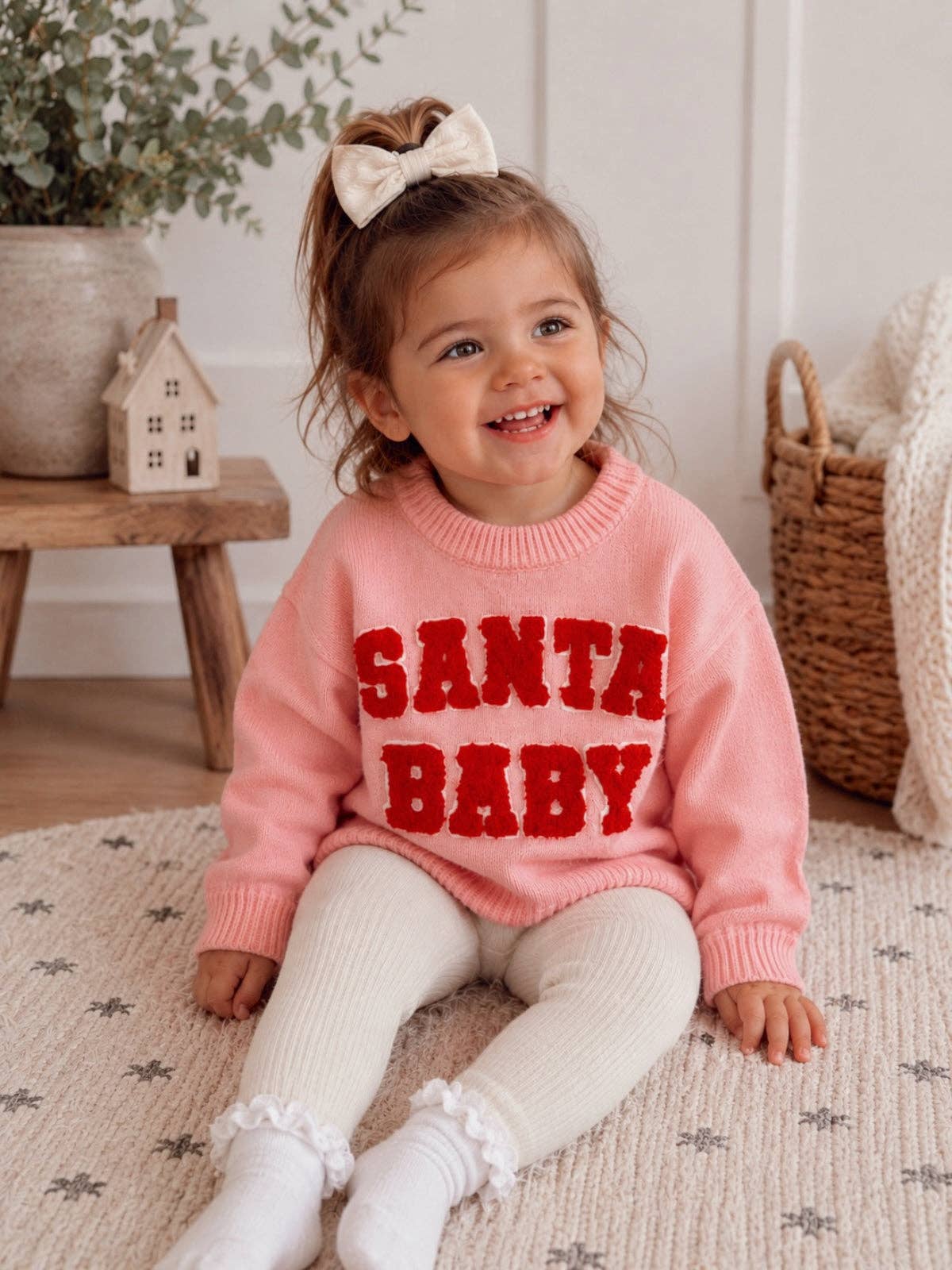 Knit Sweater, Santa Baby Pink