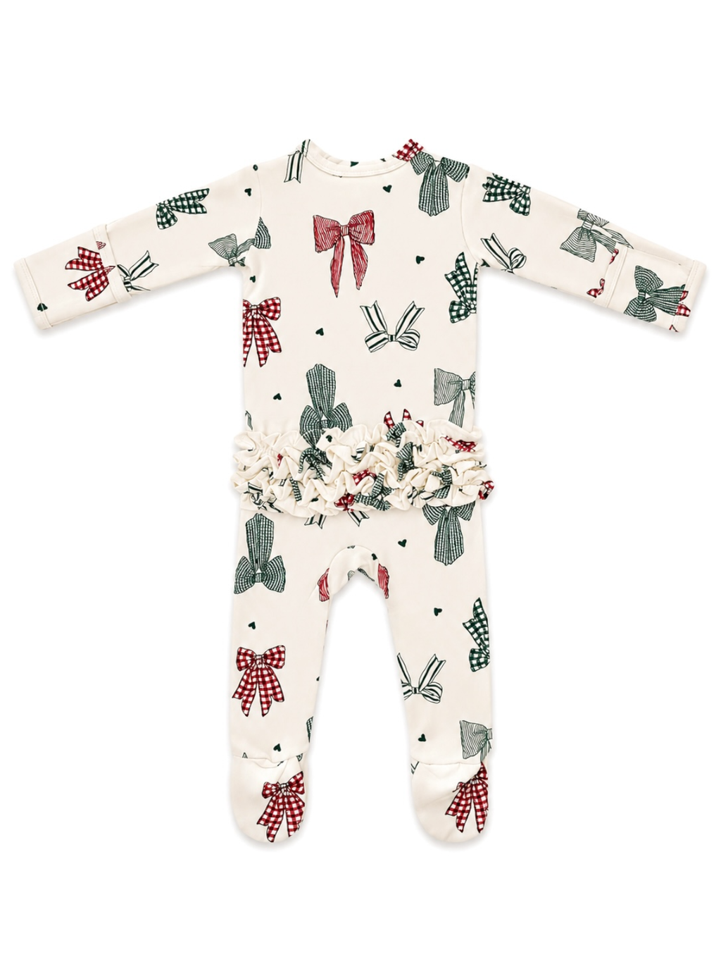 2-Way Zip Ruffle Footie, Country Christmas Bows