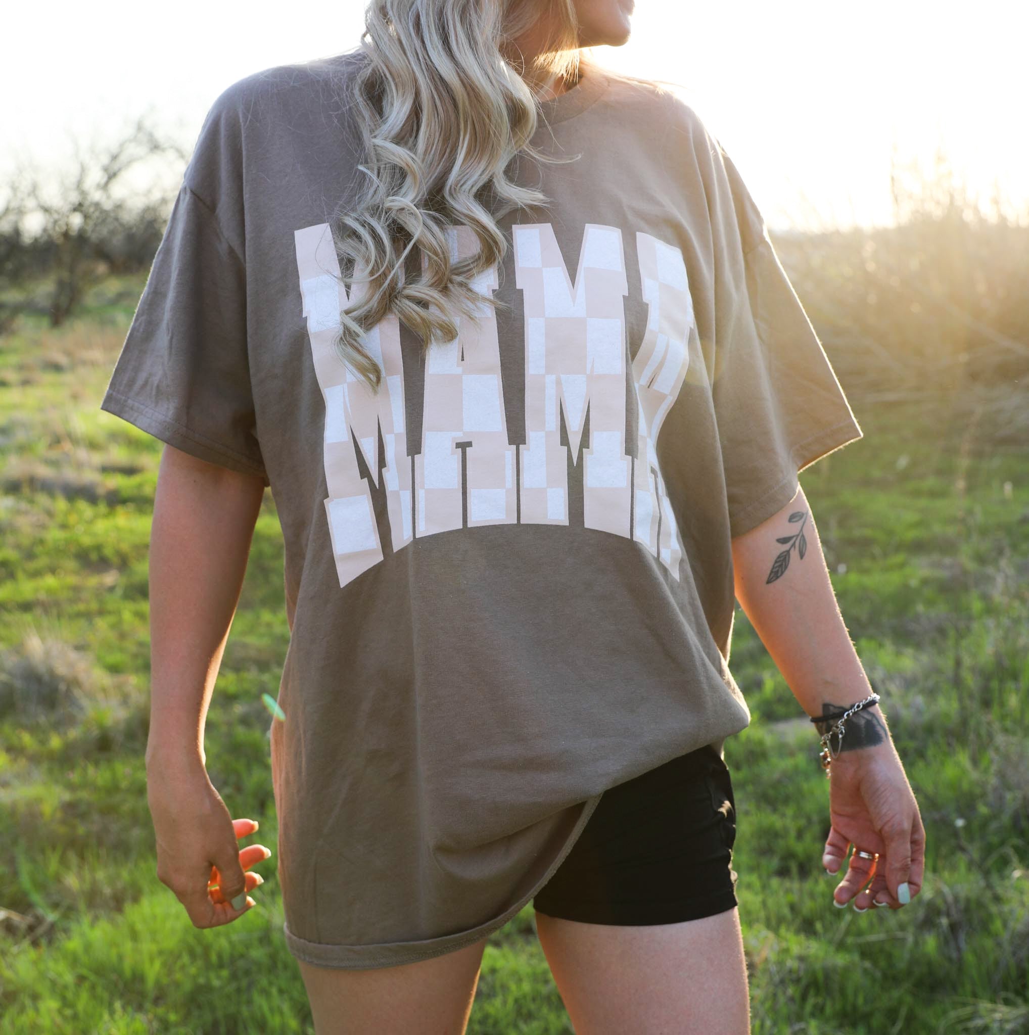Mama Checkered Graphic Tee