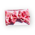 Pink and Gold Floral Headwrap Bow