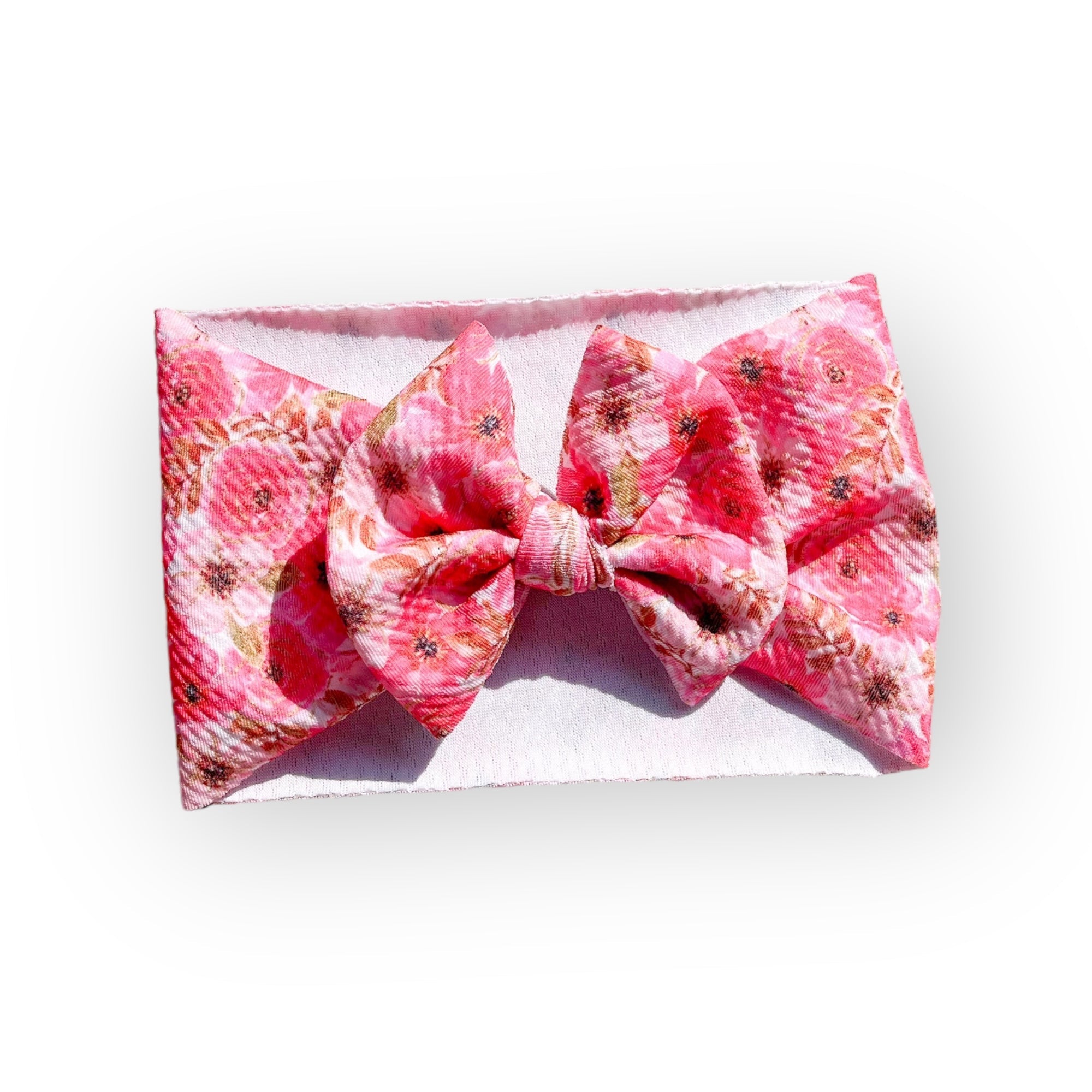 Pink and Gold Floral Headwrap Bow