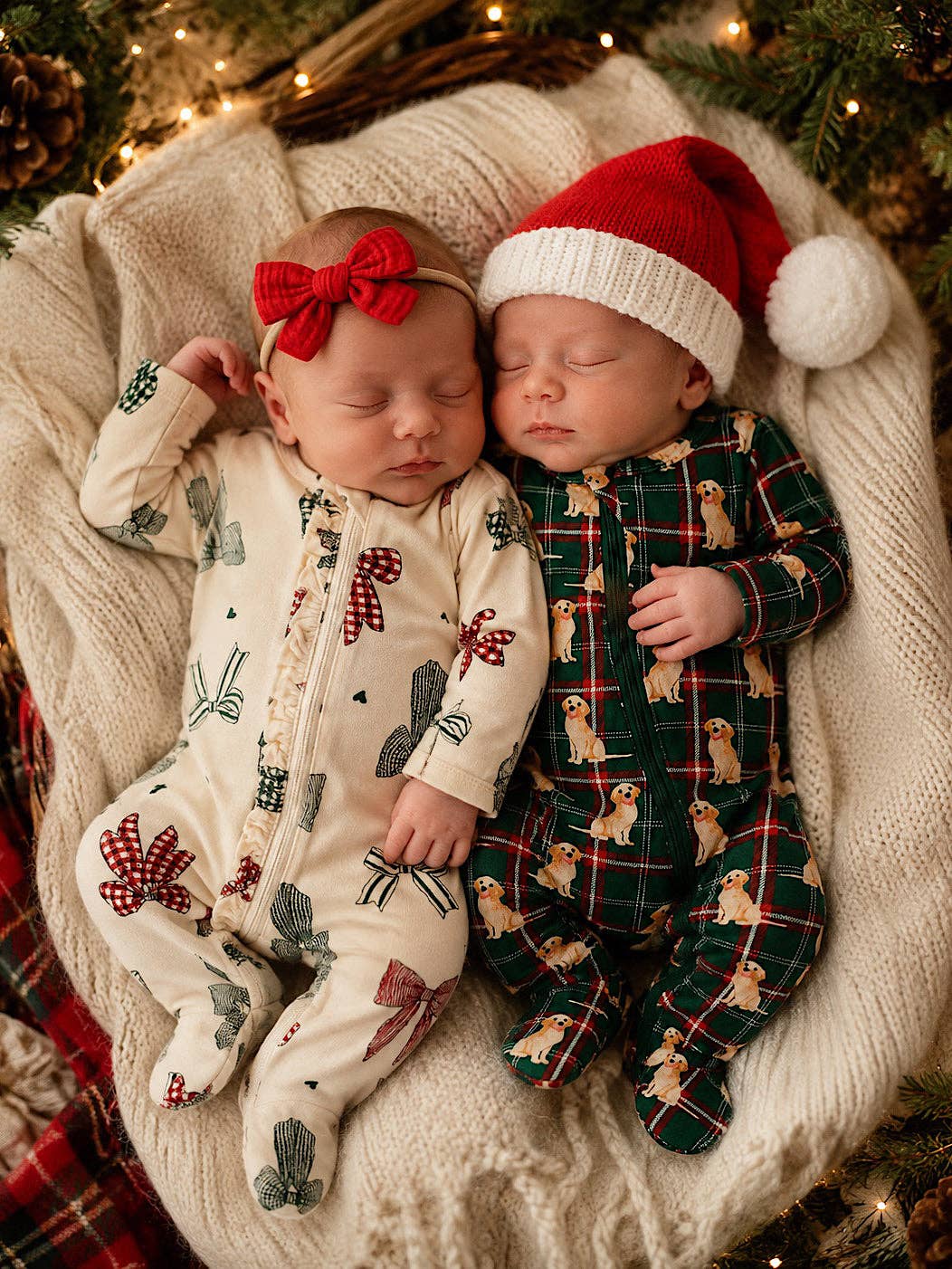 2-Way Zip Ruffle Footie, Country Christmas Bows