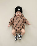 Hooded Bubble Romper  | Mocha Bolts