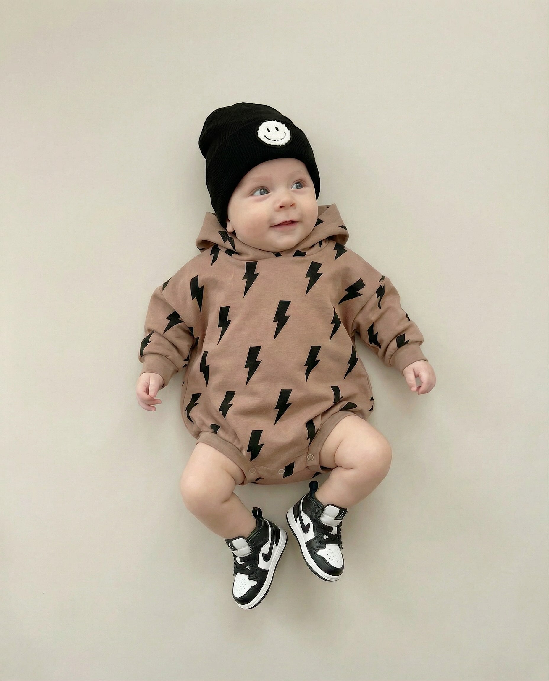 Hooded Bubble Romper  | Mocha Bolts
